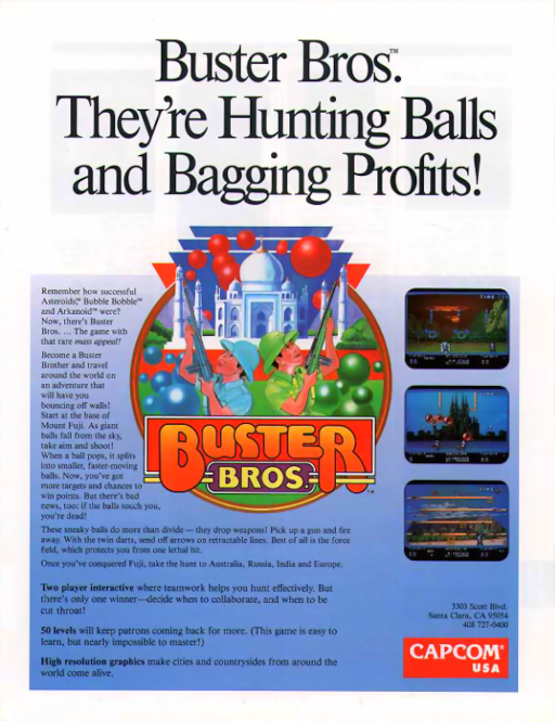 Buster Bros. (USA) Arcade Game Cover
